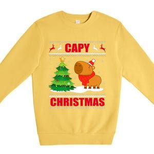 Capy Ugly Christmas Capybara Lover Christmas Premium Crewneck Sweatshirt