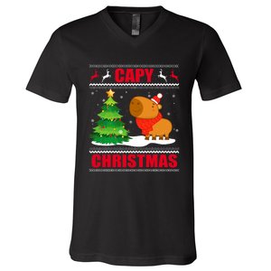 Capy Ugly Christmas Capybara Lover Christmas V-Neck T-Shirt