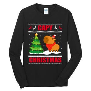 Capy Ugly Christmas Capybara Lover Christmas Tall Long Sleeve T-Shirt