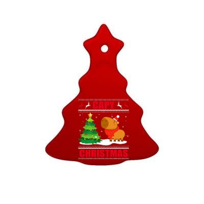 Capy Ugly Christmas Capybara Lover Christmas Ceramic Tree Ornament