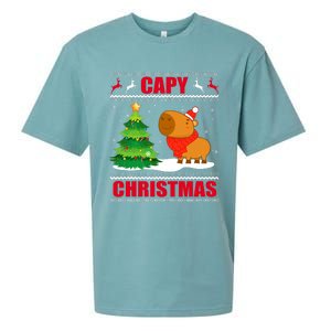 Capy Ugly Christmas Capybara Lover Christmas Sueded Cloud Jersey T-Shirt