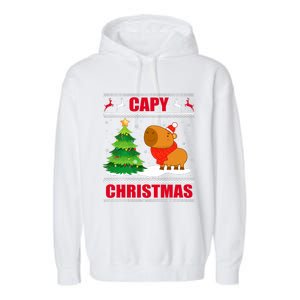 Capy Ugly Christmas Capybara Lover Christmas Garment-Dyed Fleece Hoodie