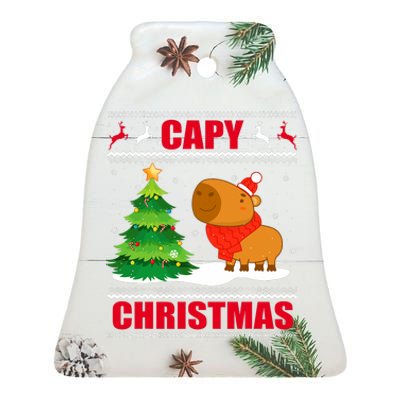 Capy Ugly Christmas Capybara Lover Christmas Ceramic Bell Ornament