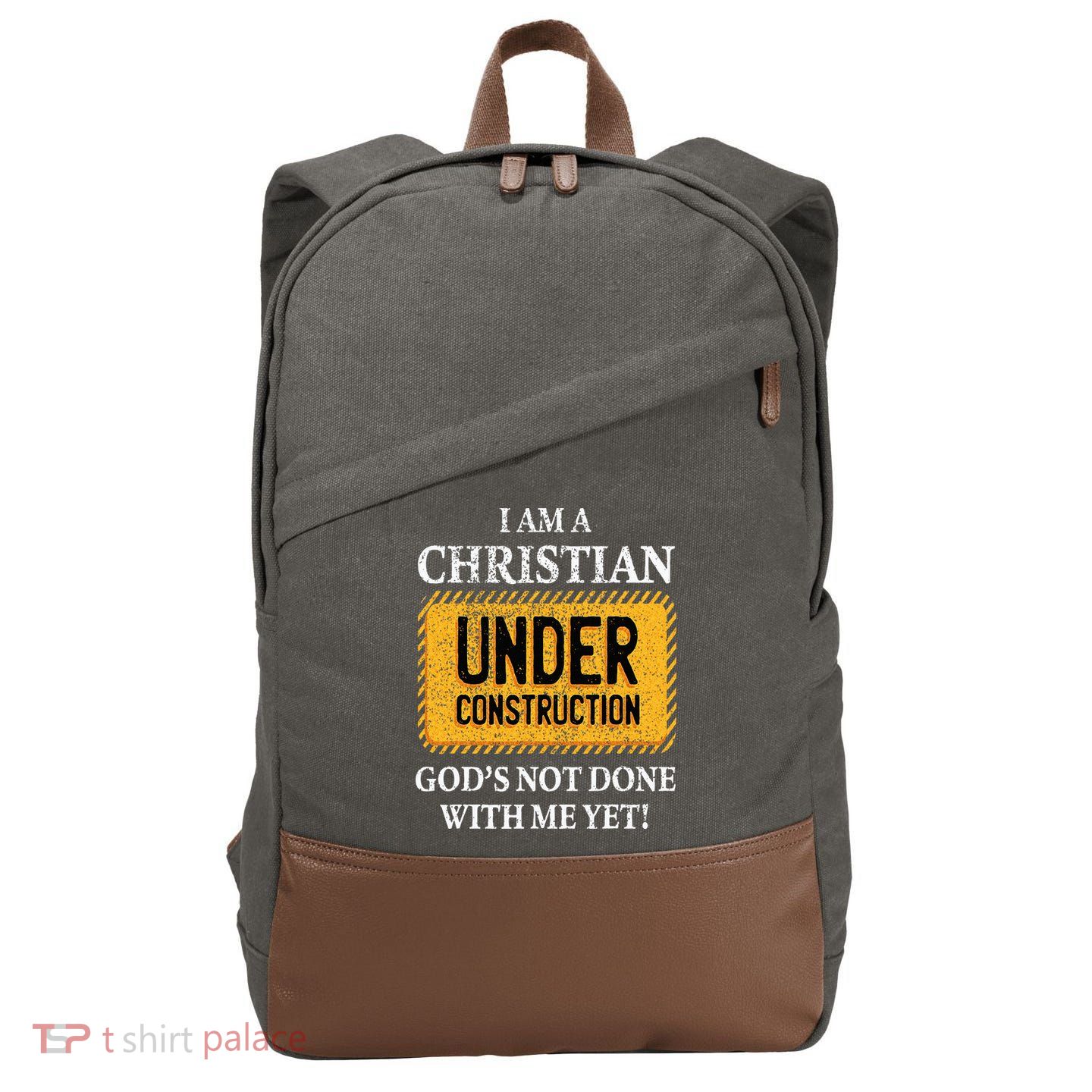 Christian Under Construction Funny Christian Cotton Canvas Backpack
