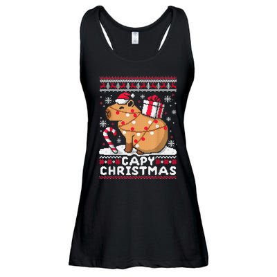 Capy Ugly Christmas Sweater Capybara Lover Christmas Ladies Essential Flowy Tank