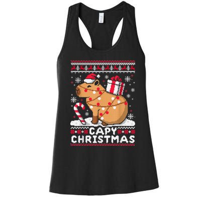 Capy Ugly Christmas Sweater Capybara Lover Christmas Women's Racerback Tank