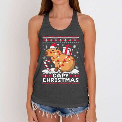 Capy Ugly Christmas Sweater Capybara Lover Christmas Women's Knotted Racerback Tank