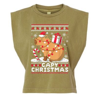 Capy Ugly Christmas Sweater Capybara Lover Christmas Garment-Dyed Women's Muscle Tee