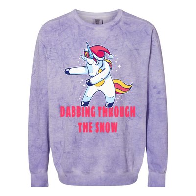 Christmas Unicorn Dabbing Through The Snow Xmas Dance Cute Cute Gift Colorblast Crewneck Sweatshirt