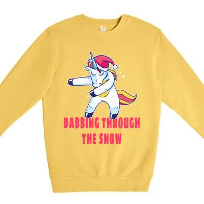 Christmas Unicorn Dabbing Through The Snow Xmas Dance Cute Cute Gift Premium Crewneck Sweatshirt