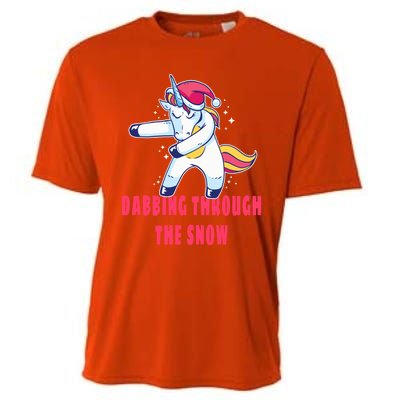 Christmas Unicorn Dabbing Through The Snow Xmas Dance Cute Cute Gift Cooling Performance Crew T-Shirt