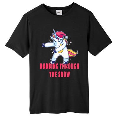 Christmas Unicorn Dabbing Through The Snow Xmas Dance Cute Cute Gift Tall Fusion ChromaSoft Performance T-Shirt