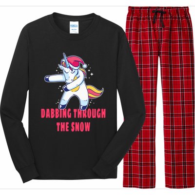 Christmas Unicorn Dabbing Through The Snow Xmas Dance Cute Cute Gift Long Sleeve Pajama Set