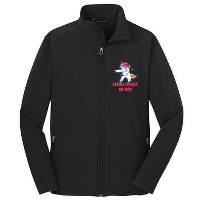 Christmas Unicorn Dabbing Through The Snow Xmas Dance Cute Cute Gift Core Soft Shell Jacket