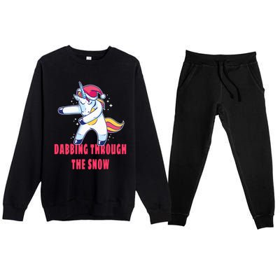 Christmas Unicorn Dabbing Through The Snow Xmas Dance Cute Cute Gift Premium Crewneck Sweatsuit Set