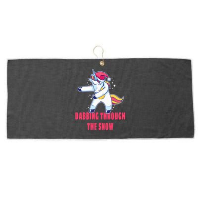 Christmas Unicorn Dabbing Through The Snow Xmas Dance Cute Cute Gift Large Microfiber Waffle Golf Towel