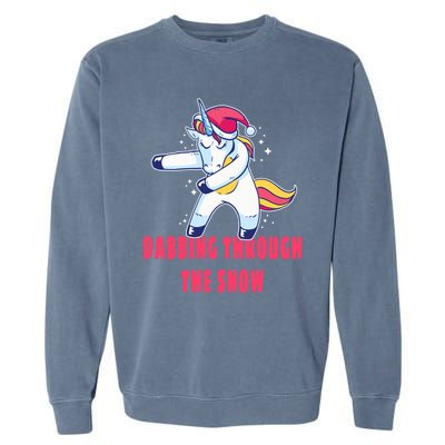 Christmas Unicorn Dabbing Through The Snow Xmas Dance Cute Cute Gift Garment-Dyed Sweatshirt