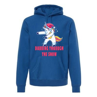 Christmas Unicorn Dabbing Through The Snow Xmas Dance Cute Cute Gift Premium Hoodie