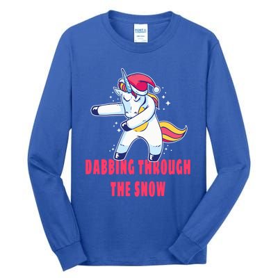 Christmas Unicorn Dabbing Through The Snow Xmas Dance Cute Cute Gift Tall Long Sleeve T-Shirt