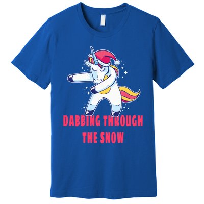 Christmas Unicorn Dabbing Through The Snow Xmas Dance Cute Cute Gift Premium T-Shirt