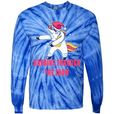 Christmas Unicorn Dabbing Through The Snow Xmas Dance Cute Cute Gift Tie-Dye Long Sleeve Shirt