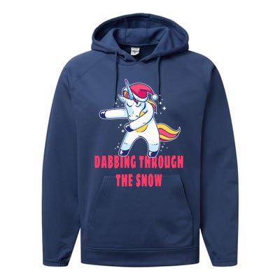 Christmas Unicorn Dabbing Through The Snow Xmas Dance Cute Cute Gift Performance Fleece Hoodie