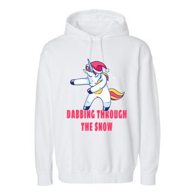 Christmas Unicorn Dabbing Through The Snow Xmas Dance Cute Cute Gift Garment-Dyed Fleece Hoodie