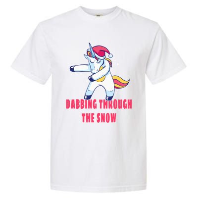 Christmas Unicorn Dabbing Through The Snow Xmas Dance Cute Cute Gift Garment-Dyed Heavyweight T-Shirt