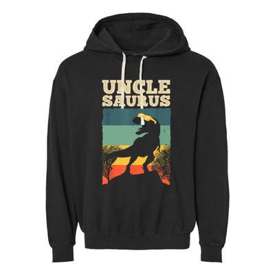 Cool Uncle Design For Uncle Men Family Great Uncle Dinosaur Garment-Dyed Fleece Hoodie