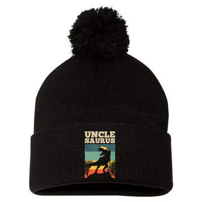 Cool Uncle Design For Uncle Men Family Great Uncle Dinosaur Pom Pom 12in Knit Beanie