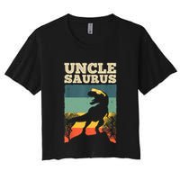 Cool Uncle Design For Uncle Men Family Great Uncle Dinosaur Women's Crop Top Tee