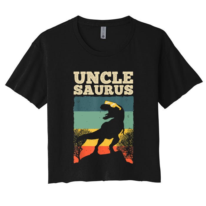 Cool Uncle Design For Uncle Men Family Great Uncle Dinosaur Women's Crop Top Tee
