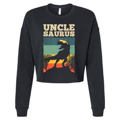 Cool Uncle Design For Uncle Men Family Great Uncle Dinosaur Cropped Pullover Crew