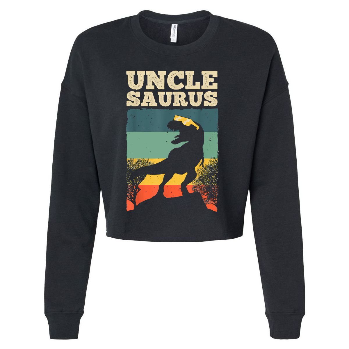 Cool Uncle Design For Uncle Men Family Great Uncle Dinosaur Cropped Pullover Crew