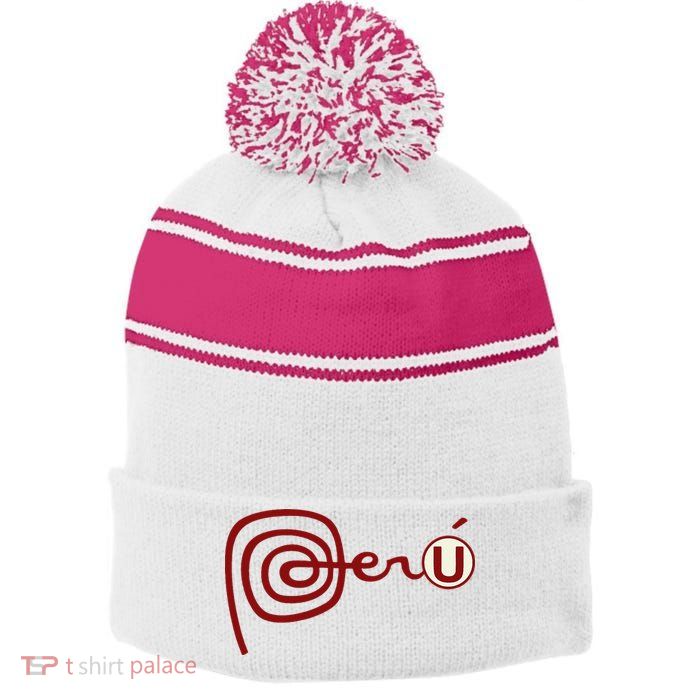 Club U.N.I.V.E.R.S.I.T.A.R.I.O De Deportes Peru Futbol Soccer Stripe Pom Pom Beanie