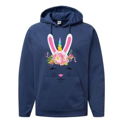 Cute Unicorn Easter Bunny Performance Fleece Hoodie