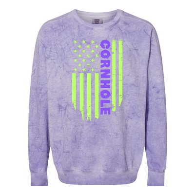 Cornhole Us Flag Colorblast Crewneck Sweatshirt