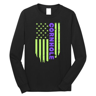 Cornhole Us Flag Long Sleeve Shirt