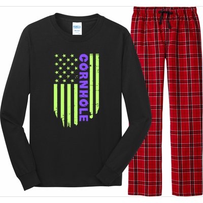 Cornhole Us Flag Long Sleeve Pajama Set