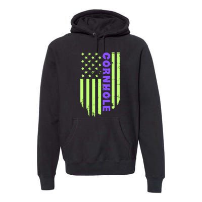 Cornhole Us Flag Premium Hoodie