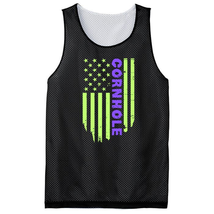 Cornhole Us Flag Mesh Reversible Basketball Jersey Tank