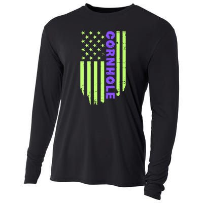 Cornhole Us Flag Cooling Performance Long Sleeve Crew