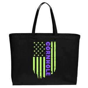 Cornhole Us Flag Cotton Canvas Jumbo Tote