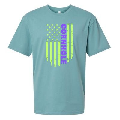 Cornhole Us Flag Sueded Cloud Jersey T-Shirt