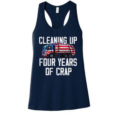 Cleaning Up Four Years Of Crap Funny Trump Garbage Women's Racerback Tank