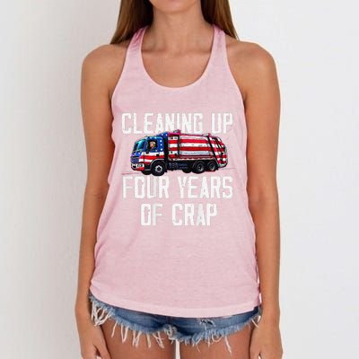 Cleaning Up Four Years Of Crap Funny Trump Garbage Women's Knotted Racerback Tank