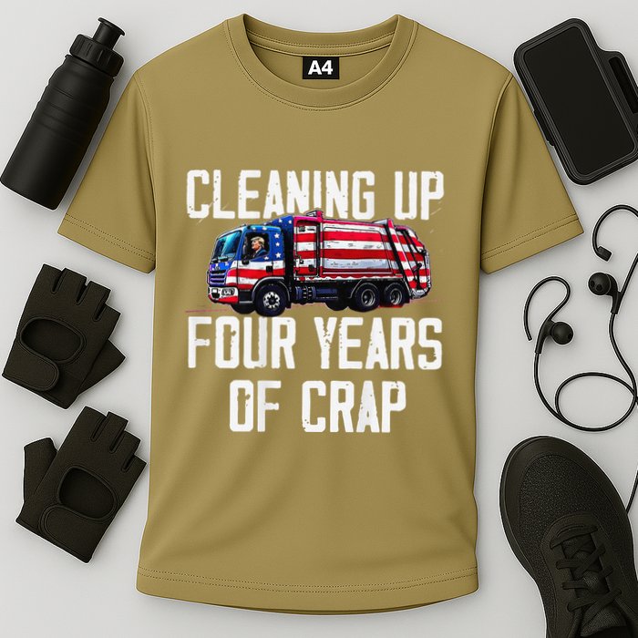 Cleaning Up Four Years Of Crap Funny Trump Garbage Cooling Performance Crew T-Shirt