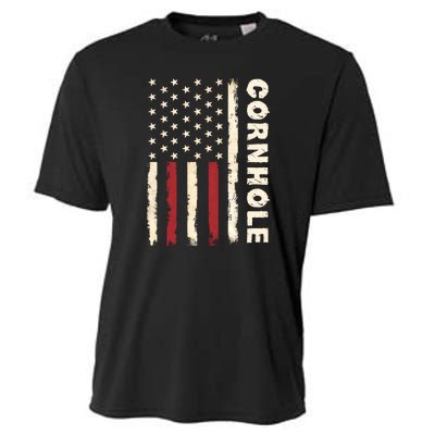 Cornhole Us Flag Cooling Performance Crew T-Shirt