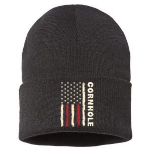 Cornhole Us Flag Sustainable Knit Beanie