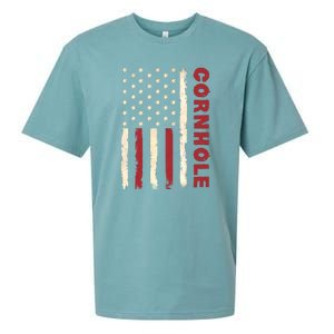 Cornhole Us Flag Sueded Cloud Jersey T-Shirt